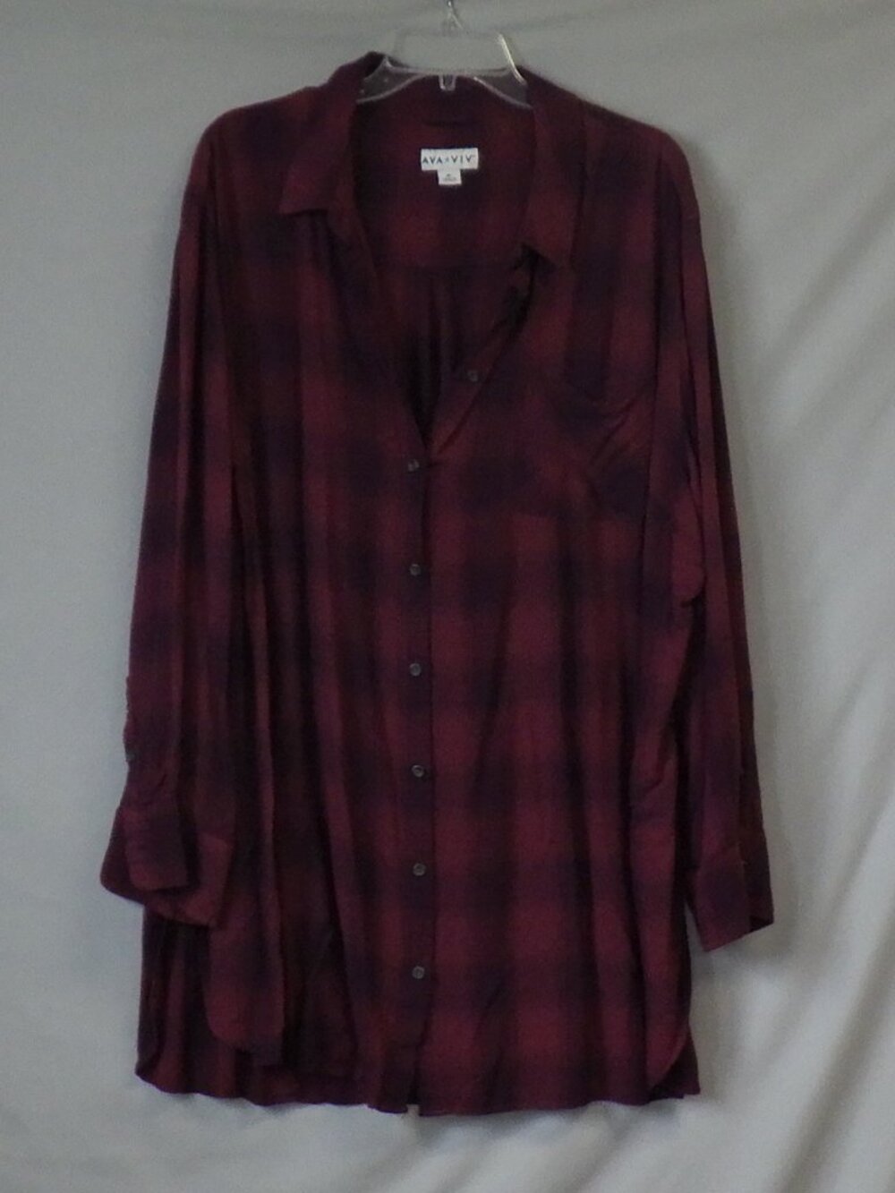 Ava & Viv Women's Plus Size Plaid Button Down Tunic